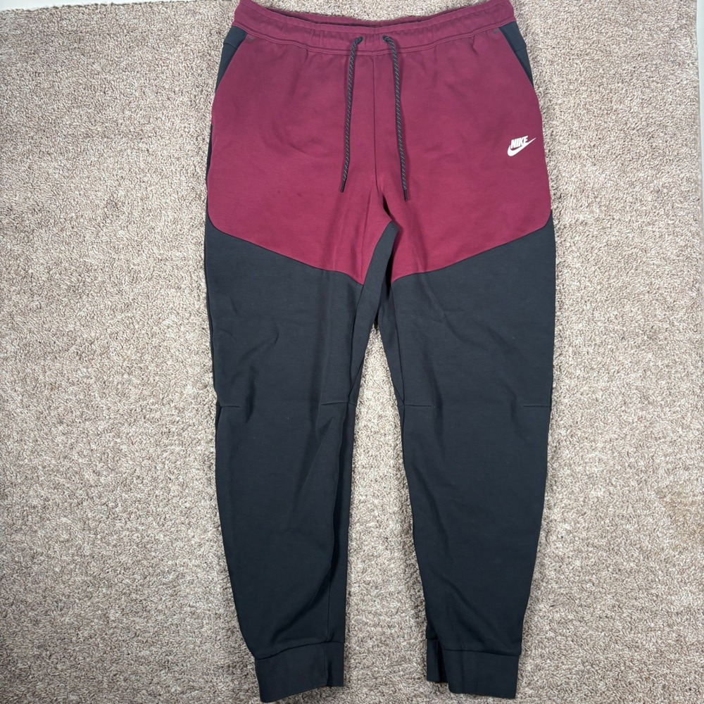 Nike Tech Fleece Colorblock Joggers Burgundy Grey Mens 3XL Tall Tapered Pants